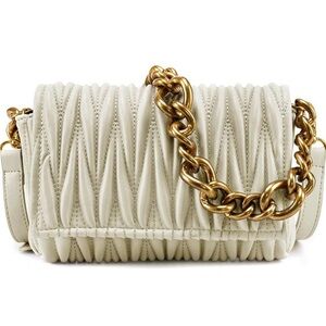 Quilted Small Shoulder Bag Cream Y2K Small Underarm Purse NWT Gold Hardware